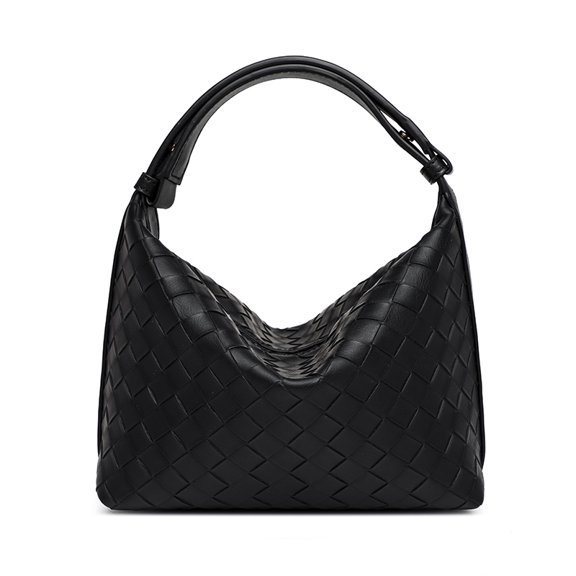 Alikpop Intrecciato Weave PU Hobo Shoulder Bag, Adjustable Strap Underarm Purse for Women, Black
