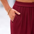 thumbnail image 3 of Women Casual Knitted Ribbed Hight Waist Solid Color Long Pants Trousers With Pockets Sweat Pants for Women Short Pants for Women Casual Summer Combo Womens Casual Pants Drawstring Womens Clothes for, 3 of 6