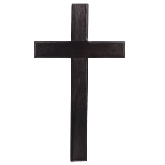 FENGGUIQU Black Wooden Cross Pendant Christian Handcrafted Cross Ornament Home Decor