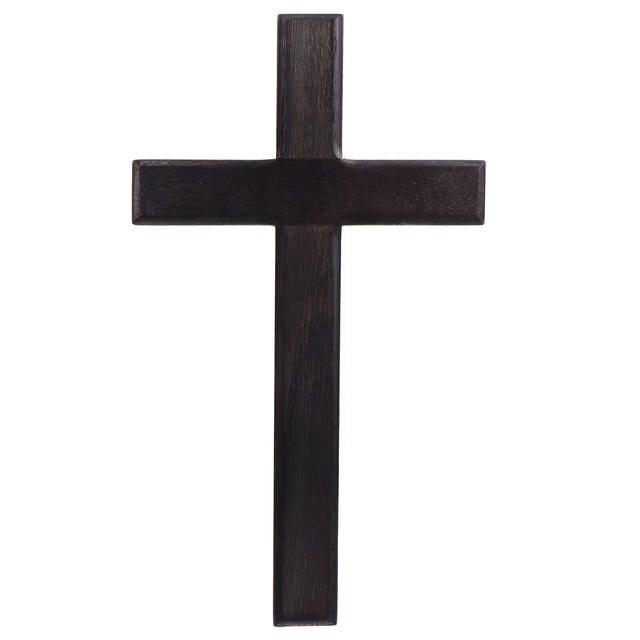 1 colgante de cruz de madera, cruz artesanal de madera, decoración de cruz cristiana (negra)