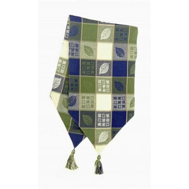 Mr. MJs AG-11233-13x72 Chemin de Table Côtelé avec Pompons 13 x 72 Po, Récolte de Feuilles Vertes