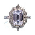 thumbnail image 2 of 925 Sterling Silver Emerald Cut High Carbon Diamonds Gemstone Fine Jewelry Wedding Engagement Ring For Women, 2 of 8