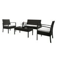thumbnail image 6 of Ktaxon 4PCS Wicker Conversation Set, Wicker Bistro Set for Patio Furniture Set with Glass Table Top, Outdoor Furniture Set, Cozy Seat Cusshion, Brown, 6 of 7