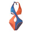 thumbnail image 4 of Gibobby Traje de baño completo mujer Bikini de una pieza para mujer, ropa de playa de retazos, traje de baño Sexy, traje de baño sin espalda, conjunto de(Azul,G), 4 of 5