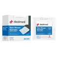 thumbnail image 2 of Dealmed 4’’ x 4’’ Non-Woven Sponges, (2) Individually Wrapped 4-Ply Post-Op Gauzes for Wounds, First Aid, & Dialysis Facilities, 25/Box (Pack of 1), 2 of 7
