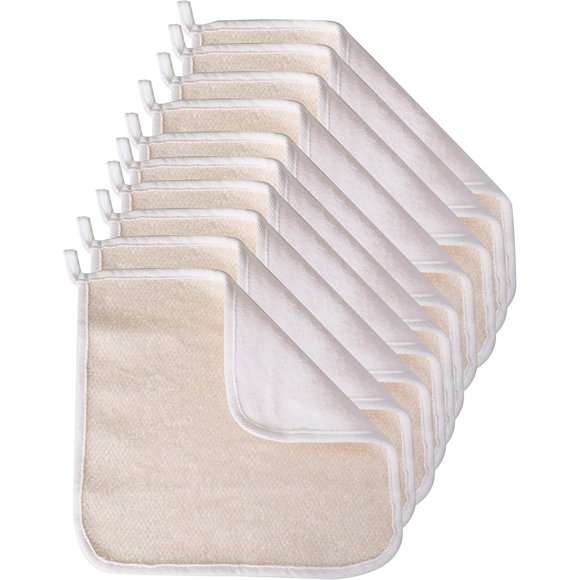PinesC Soft-Weave Wash Cloths, Cleansing and Exfoliating, White, Pack of 10