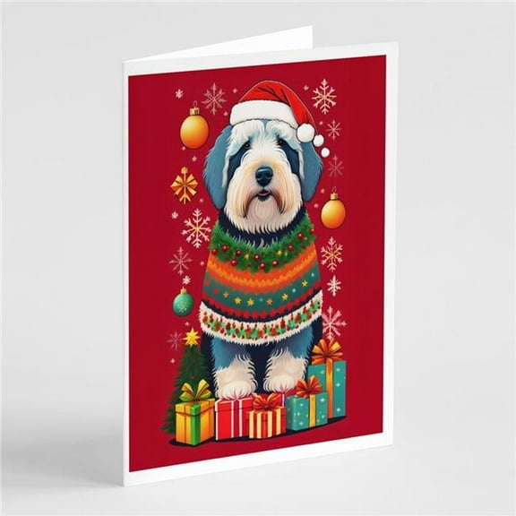 Old English Sheepdog Holiday Christmas Greeting Cards Pack of 8 7 in x 5 in