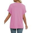 thumbnail image 5 of SHIBEVER Womens Tops Summer Short Sleeve Shirts for Women Casual V Neck Tops for Women Pink Loose Fit Soft T Shirts for Women L, 5 of 7