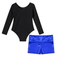 thumbnail image 6 of YONGHS Kids Girls Gymnastics Active Dancewear Long Sleeve Leotard Bodysuit with Shorts Set Royal Blue 10, 6 of 7