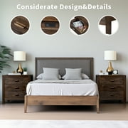 Ktaxon Solid Wood Nightstand with Outlets & USB Ports, 3 Drawer Traditional Cottage Bedside Table, Brown
