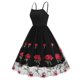 thumbnail image 3 of Vestido de Cóctel de Verano, Camisola Gasa Vestido sin Mangas con Bordado Rosa, Estilo de Fiesta de Cóctel de las Mujeres, 3 of 8