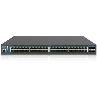 48-Port Gigabit PoE Plus Ethernet Switch with 410W PoE Budget, Black