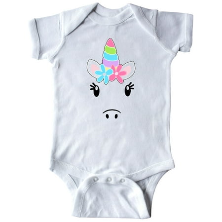 

Inktastic Cute Unicorn Horn and Nose with Pastel Flowers Gift Baby Boy or Baby Girl Bodysuit