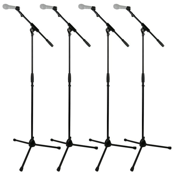 Gearlux Tripod Boom Microphone Stand with Tripod Base, Adjustable Height up to 60 Inches - 4-Pack