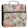 thumbnail image 2 of Water-Resistant 3-Ring Binder Organizer with Multiple Pockets Zipper Binder Bag for Office Abstract Pink Floral Pattern, 2 of 8