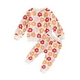 thumbnail image 2 of Aojekbee Toddler Girl Fall Outfits Floral Print Crew Neck Long Sleeve Sweatshirts and Long Pants 2Pcs Clothes Set, 2 of 10