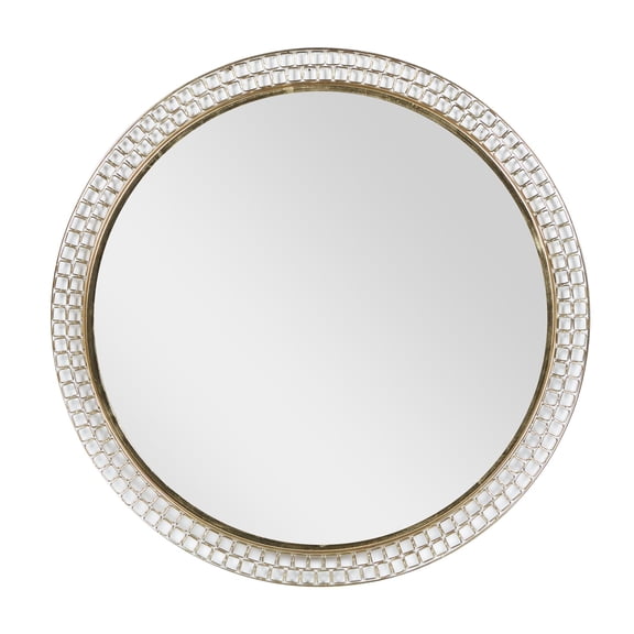 DecMode 37" x 37" Gold Cutout Grid Wall Mirror