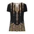 thumbnail image 5 of Summer Tops for Women Trendy Boho Floral Print Tunic Shirts Short Sleeve V Neck Tshirt Casual Loose Blouse Fashion, 5 of 5