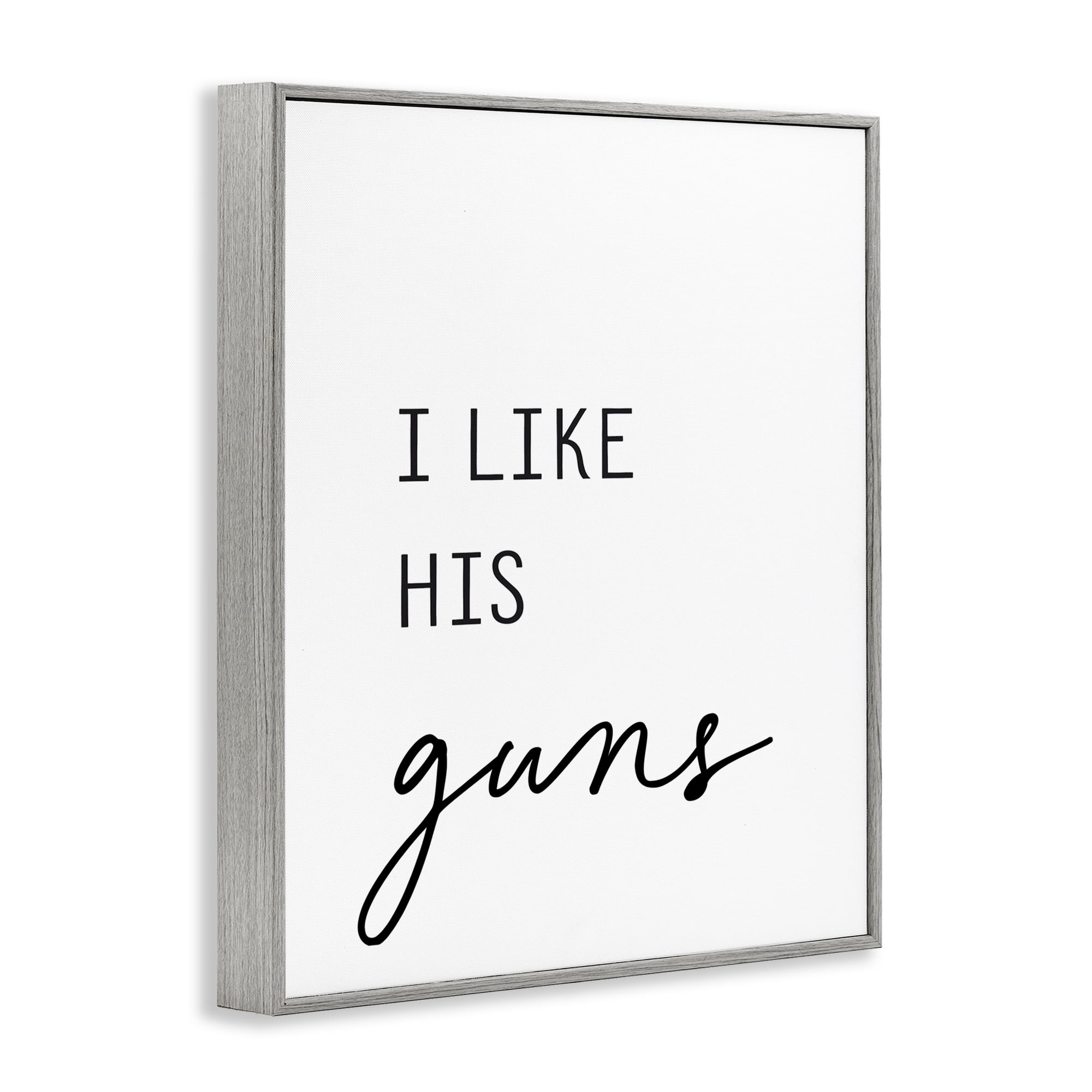 Like His Guns Gray Framed Giclee Art, design by Lettered and Lined