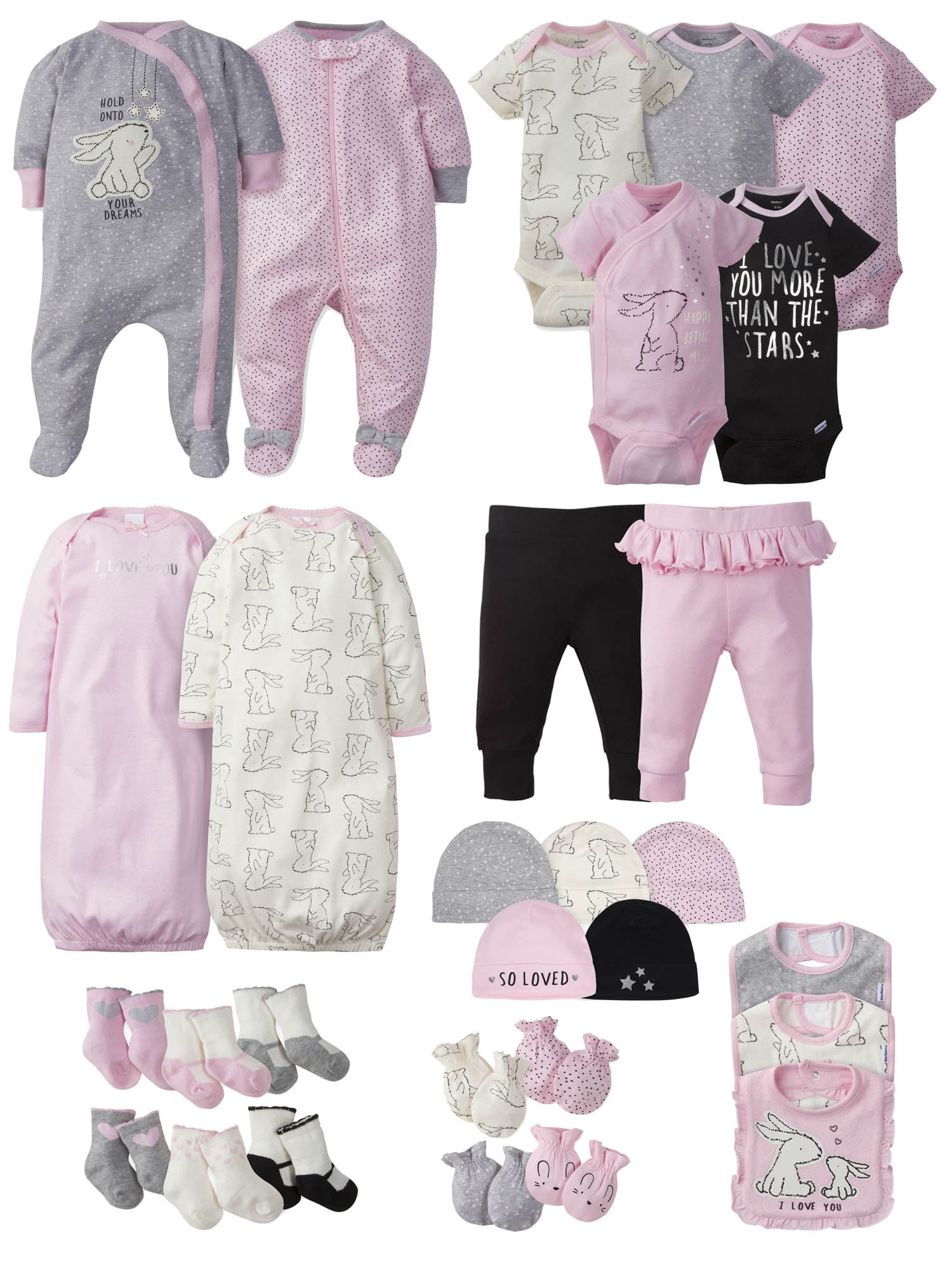 Pants and Cap Baby Shower Gift Baby Clothes GERBER BABY GIRL 3-Piece Set Onesie