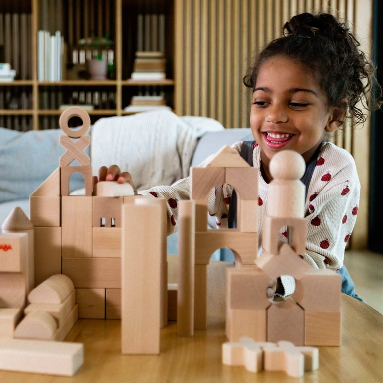 Large wooden building blocks top for children