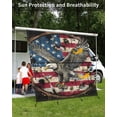 thumbnail image 3 of 4th of July RV Awning Sun Shade Screen 9'X7' Bald Eagle Mesh Sunscreen Retro American Flag Graffiti Awning Shade Screen with Zipper UV Blocker Completed Kits Outdoor Canopy for RV Motorhome Camper, 3 of 7
