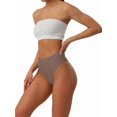 thumbnail image 3 of Women'S Large Size Cotton Half-Cover Hip High Waist Solid Color High Slit Briefs Camel M, 3 of 9