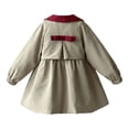 thumbnail image 4 of lnmuld Girls Contrast Peter Pan Collar Double Breasted Gathered Trench Coat A Line Casual Outerwear Khaki,7-8 Years, 4 of 5