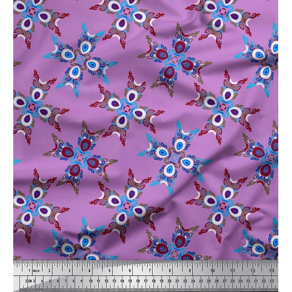 Soimoi Moss Georgette Fabric Tiles Moroccan Fabric Prints by Yard 42 Inch Wide