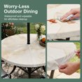 thumbnail image 3 of Round Outdoor Tablecloth with Umbrella Hole and Zipper, Marble Beige Fitted Table Cover with Elastic Edge for 55-60 Inch, Modern Abstract Ink Painting Luxury Waterproof Patio Tablecoths for Picnic, 3 of 9