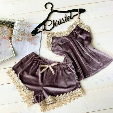 

Ykohkofe Suede Lingerie Underwear Sleepwear Nightdress Pajamas Shorts Embroidery