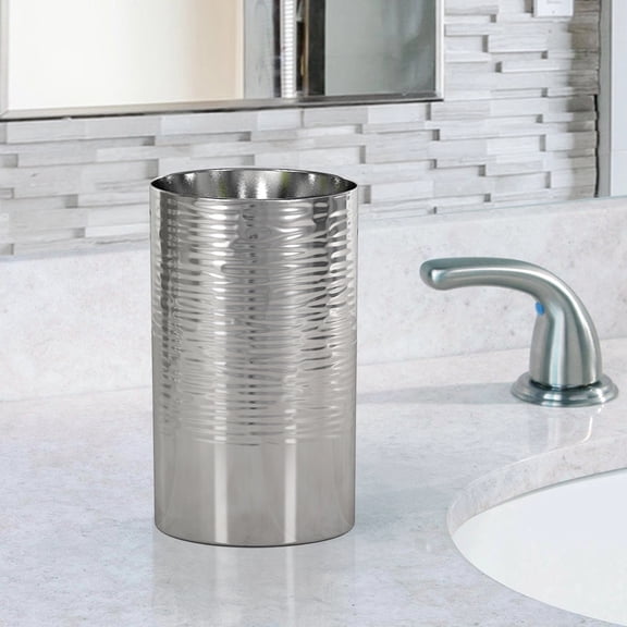Stainless Steel Bathroom Tumbler Cup | Decorative Rinse Cup | Toothbrush & Makeup Brush Holder for Vanity Countertops,Sink & Desk