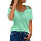 thumbnail image 1 of moda de moda de encaje con cuello en v jersey de manga corta top color sólido camiseta casual verde menta / 5xl, 1 of 6