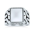 thumbnail image 2 of Bling Jewelry Mens Men's Silver Ring: Cuban Curb Link Chain Initial Monogram Signet Sterling Silver, 2 of 4