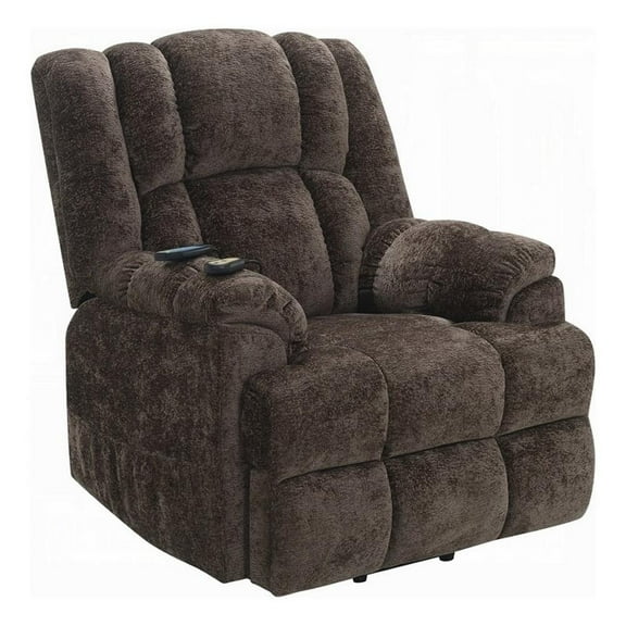 Cassy Power Recliner Chair with Lift- Heating- Massage- Brown Velvet