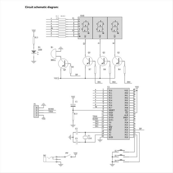 Kits de Alarma de Rango Ultrasónico Diseño de Pantalla LED Kit de Bricolaje de Alarma de Marcha Atrás Módulo de Sensor Ultrasónico para Practicar Soldadura