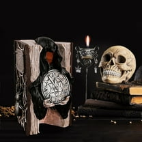 Skull Book Halloween Decor - Haunted Book with 3D Ghost Face for Horror Party Props, Gothic Home Decorations & Spooky Shelf Displays