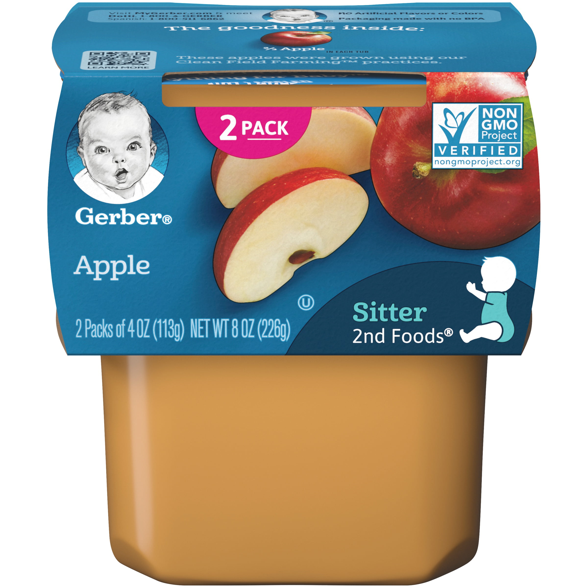 Gerber 2nd Foods Apple Baby Food 4 oz. Tubs 2 Count - Walmart.com