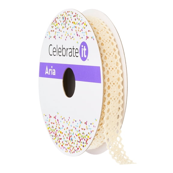 12 Pack: 1/2" x 3yd. Lace Vintage Blush Ribbon by Celebrate It™ Aria