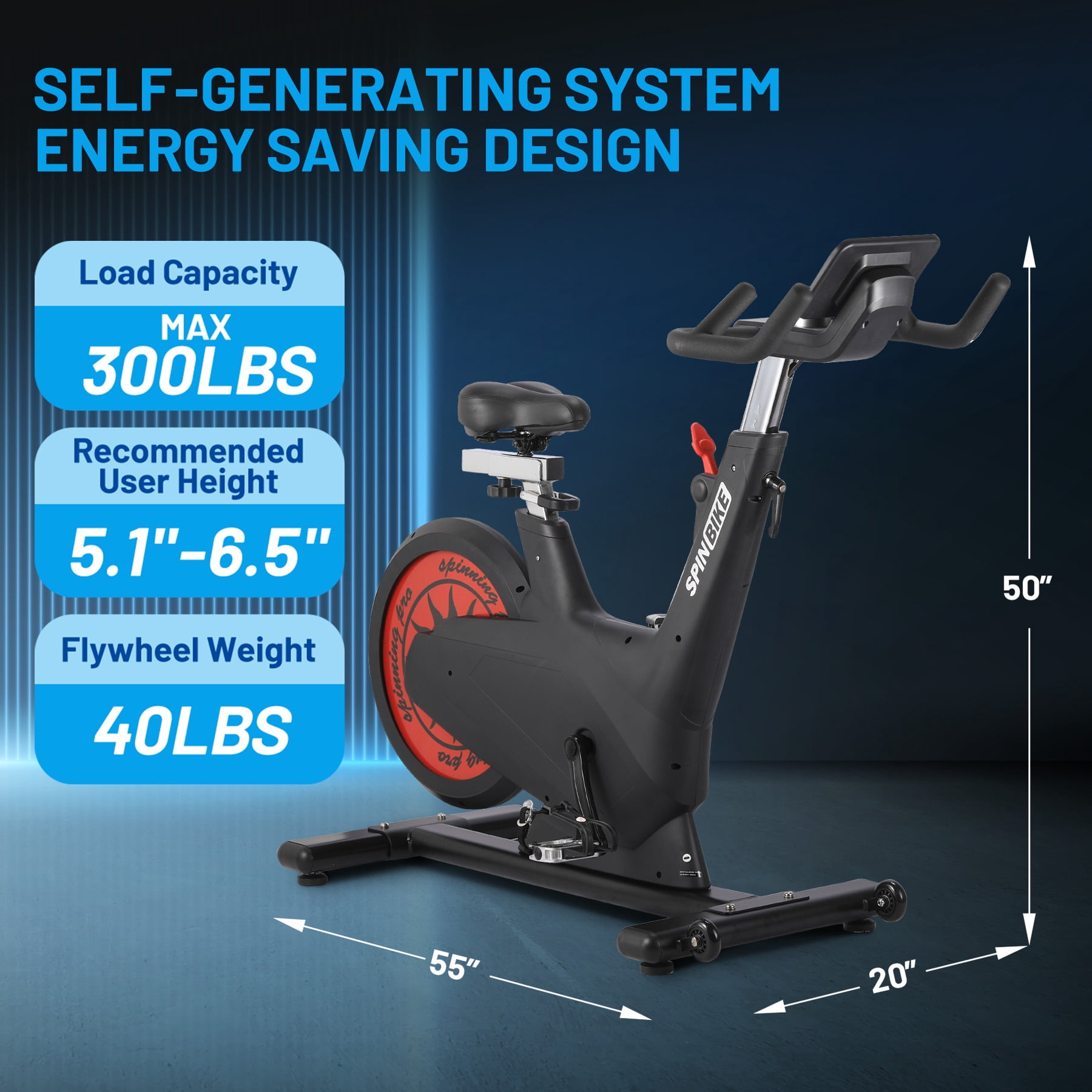 Indoor Cycling Exercise Bike with Pad Holder , Magnetic Stationary Cycling Equipment for Home, 298lbs Capacity