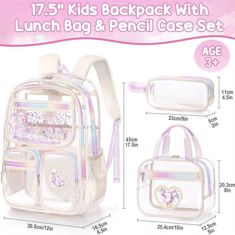 3PCS Clear Backpack with Lunch Box & Pencil Case, Heavy Duty  display picture 1