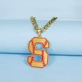 thumbnail image 2 of Baseball Initial A-Z Letter Pendant Necklace Cuban Chain Stainless Steel Jewelry, 2 of 7