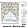 thumbnail image 3 of Vintage Brown Floral Swag Curtain Valance for Windows, Farmhouse Flower Window Treatments Short Swag Topper for Kitchen Windows Bathroom Bedroom, 28"x36", 3 of 8