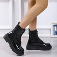 thumbnail image 4 of EGNMCR Bottes de Neige d'Hiver pour Femmes, Bottes d'Hiver pour Femmes, Bottines Élastiques Rétro pour Femmes, Chaussures à Bout Rond à Talon Plat et Frenum pour Femmes, 4 of 7