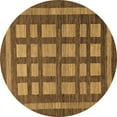 thumbnail image 1 of Ahgly Company Indoor Round Checkered Brown Modern Area Rugs, 6' Round, 1 of 4