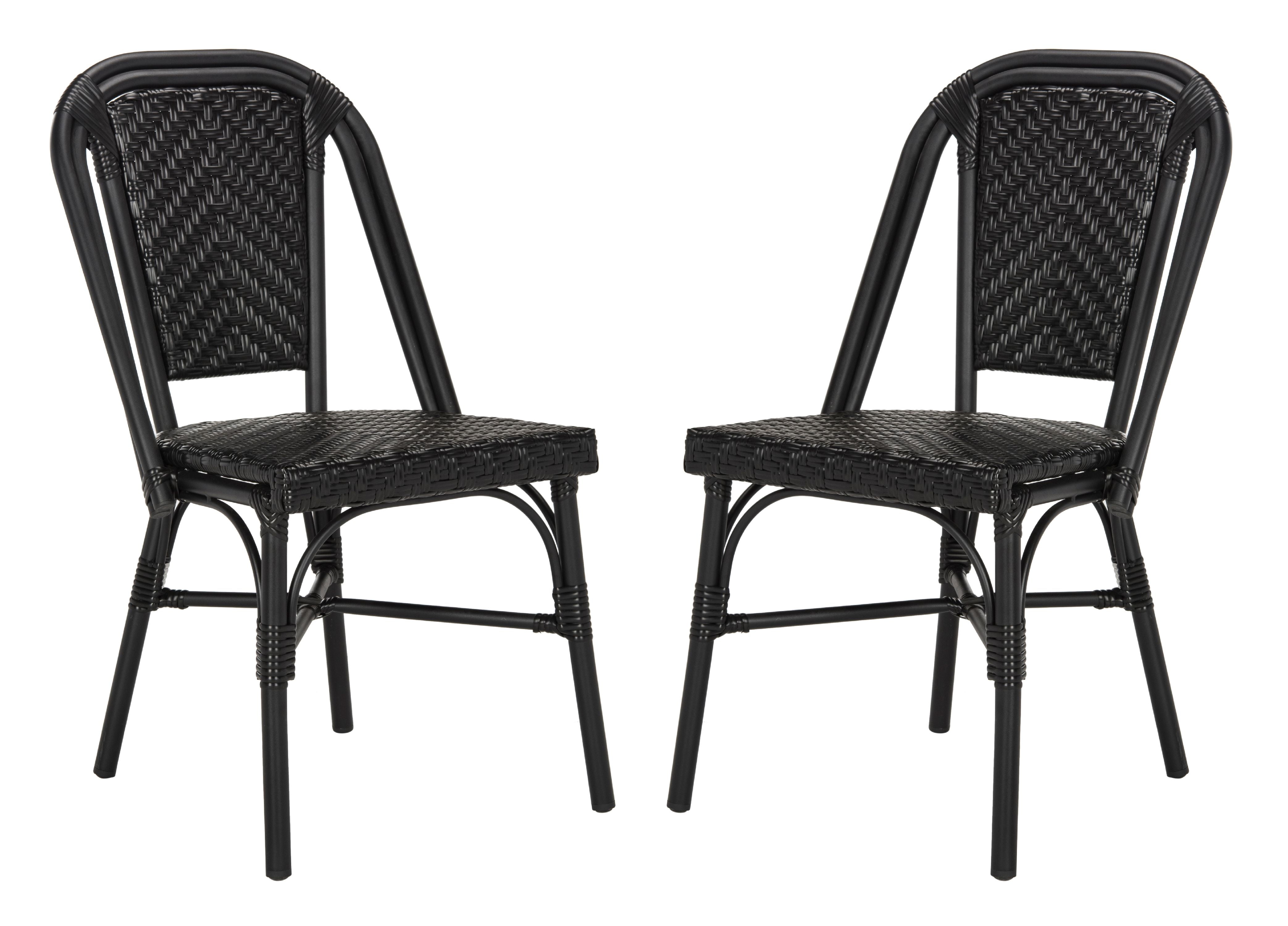Safavieh Daria Outdoor Patio Stacking Side Chair, Set of 2 - Black