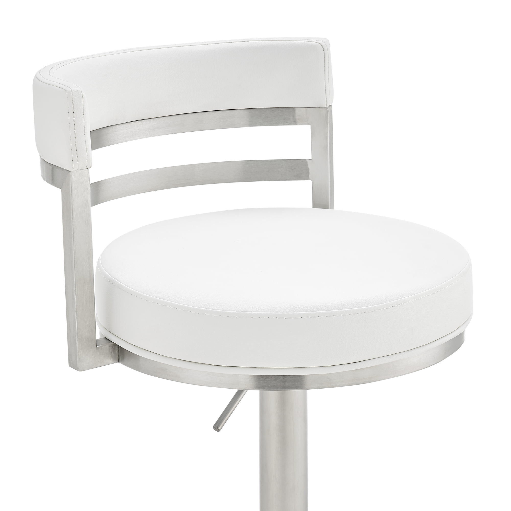 Judi Modern Industrial Swivel Metal Adjustable Height Barstool With Faux Leather Seat