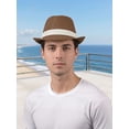 thumbnail image 5 of Deago Straw Fedora Hat for Men Women Short Brim Trilby Hat Classic Panama Summer Beach Sun Hat (Coffee), 5 of 9