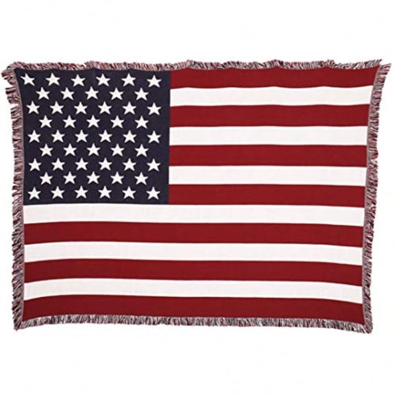 United States American Flag Blanket - Gift Soft Tapestry Throw Woven from Cotton - Made in The USA 69x48