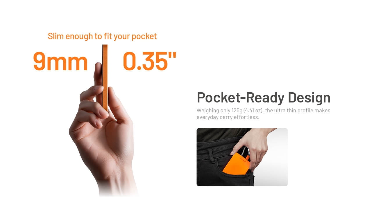 Nitecore POCKET 5 Magnetic Power Bank with Built-In Cable (Orange) + Nitecore Sticker